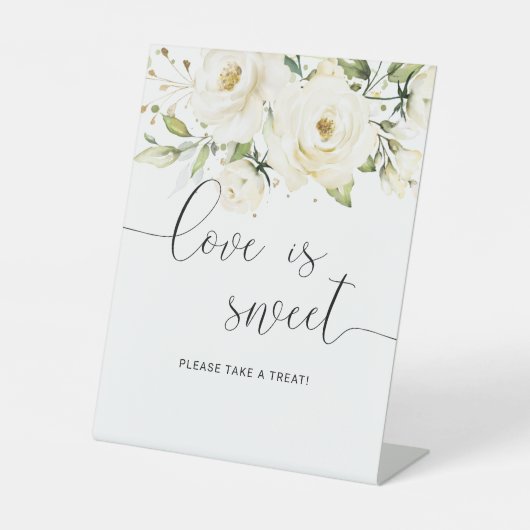 Signe De Table Vert Elégante rose blanche Mariage L'amour est dou (Recto)