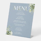 Signe De Table Vert Floral Moderne Elégant Dusty Blue Menu (Recto)
