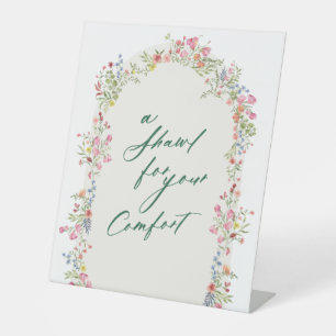 Signe De Table Vert floral 'un châle pour votre confort' mariage