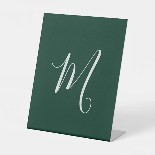 Signe De Table Vert foncé uni élégant moderne monogramme propre n (Recto)