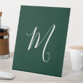 Signe De Table Vert foncé uni élégant moderne monogramme propre n (In SItu)