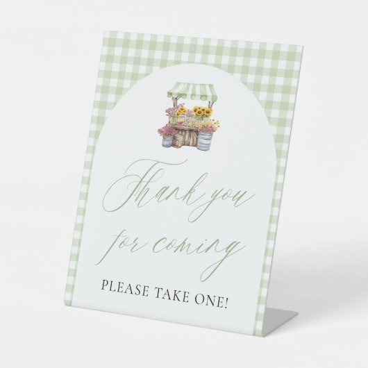 Signe De Table Vert Frais du Marché Merci d'être venu (Recto)