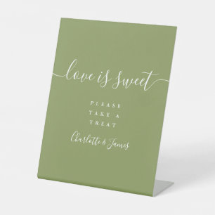 Signe De Table Vert mousse élégant écriture amour est doux faveur