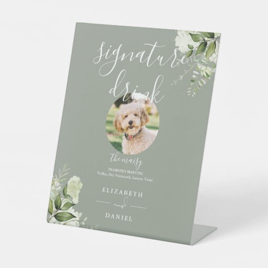 Signe De Table Vert Sage Vert Mariage Animaux de compagnie Signat (Recto)