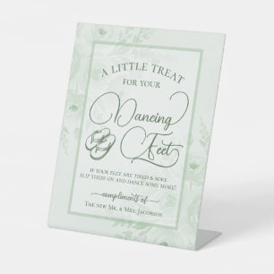 Signe De Table Vert sauge floral danse pieds sandales mariage