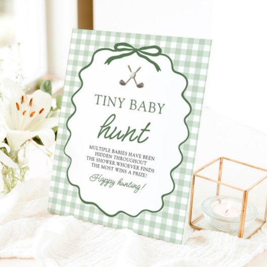 Signe De Table Vert Sauge Gingham Golf Bébé Tout-Petits Chasse Ba