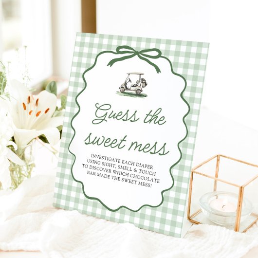Signe De Table Vert Sauge Gingham Golf Devinez le jeu du doux dés