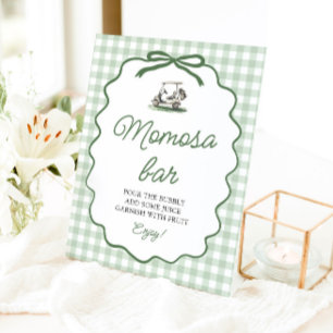 Signe De Table Vert sauge Gingham Golf Maman Bar Baby Shower