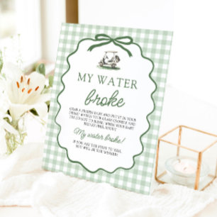 Signe De Table Vert Sauge Gingham Golf Mon Eau a Éclaté Baby Show