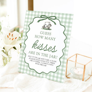 Signe De Table Vert Sauge Golf Devine Combien de Bisous Baby Show
