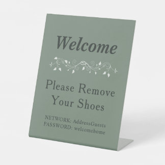 Signe De Table Vert sauge moderne boho enlève chaussures WiFi