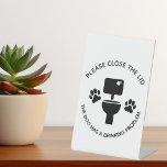 Signe De Table Veuillez fermer le Lid Dog Funny Toilet Classic<br><div class="desc">This design may be personalized in the area provided by changing the Phoand/or text. Or it can be customized by choosing the click to customize further option and delete or change the color of the background, add text, change the text color style, or delete the text for an image only...</div>