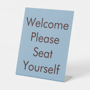 Signe De Table Veuillez Vous Asseoir Bleu