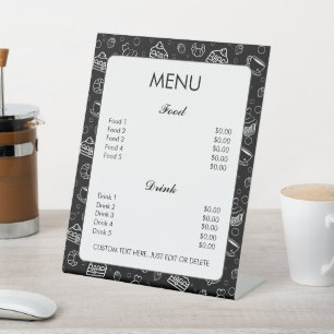 Signe De Table Viennoiseries de gâteau blanc noir Boulangerie Men