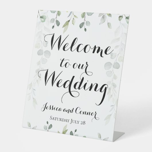 Signe De Table Vins De Verdure Eucalyptus Bienvenue À Notre Maria (Recto)