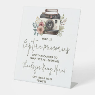 Signe De Table Vintage Caméra Floral - Directions de caméra jetab