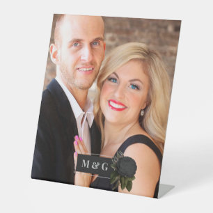 Signe De Table Vintage gothique noir Rose photo Monogramme