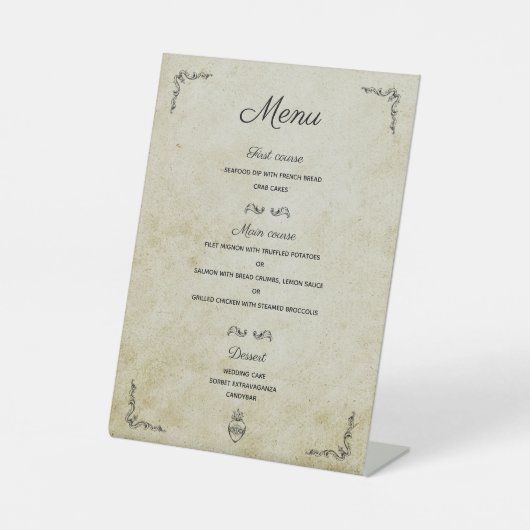 Signe De Table Vintage menu mariage romantique (Recto)