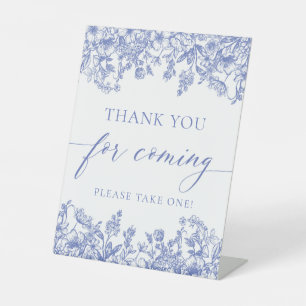 Signe De Table Vintage Merci Floral Bleu Pour Voyant