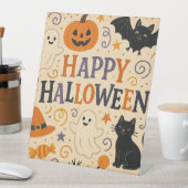 Signe De Table Vintage, mignon blanc Happy Halloween (In SItu)