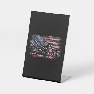 Signe De Table Vintage Motorcycle USA Drapeau Retro Biker, Motorc