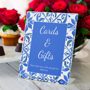 Signe De Table Vintage Talavera bleu carreaux de mariage espagnol