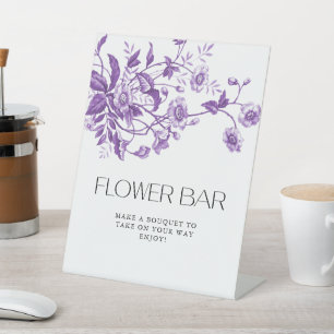 Signe De Table Vintage Toile Floral Bouquet Bar