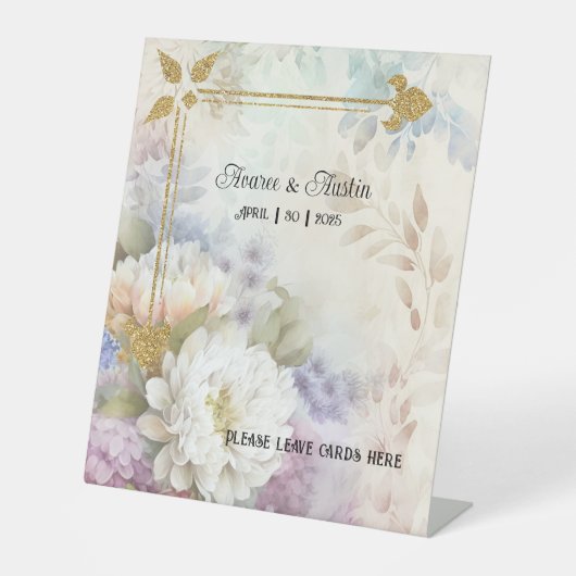 Signe De Table Violet Blanc Floral Design Signer Notre Guestbook  (Recto)