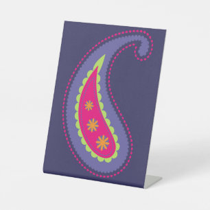 Signe De Table Violet et rose paisley