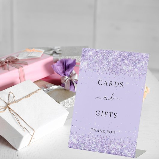 Signe De Table Violet lavande parties scintillant cartes cadeaux