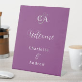 Signe De Table Violet monogramme moderne simple mariage accueil (In SItu)