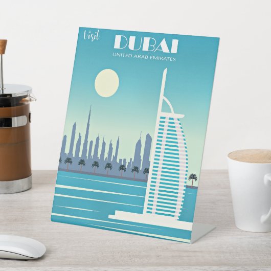 Signe De Table Visiter l'affiche de voyage de Dubaï (In SItu)