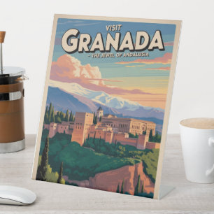 Signe De Table Visitez Granada Vintage voyage Art