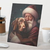Signe De Table Vizsla avec Noël Festif du Père Noël (In SItu)