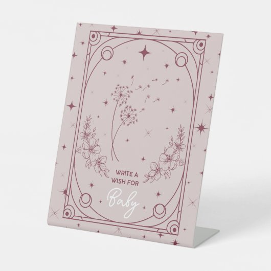 Signe De Table Voeux Pour Bébé Baby shower Tarot Rose (Recto)