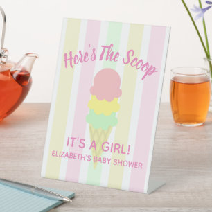 Signe De Table Voici le Baby shower d'été de la crème glacée Scoo