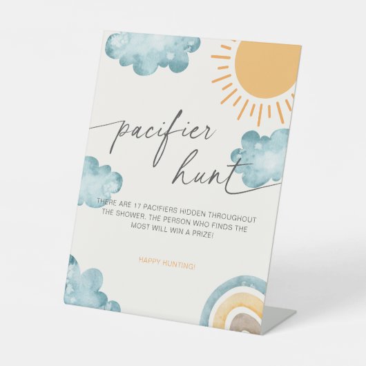 Signe De Table Voici Le Jeu De Chasse Du Fils Baby shower Pacifie (Recto)