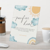 Signe De Table Voici Le Jeu De Chasse Du Fils Baby shower Pacifie (In SItu)