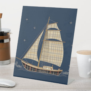 Signe De Table Voile en style à travers le bleu