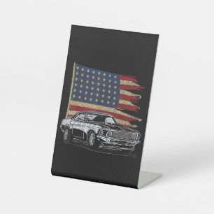 Signe De Table Voiture de sport muscle américaine Drapeau Muscle