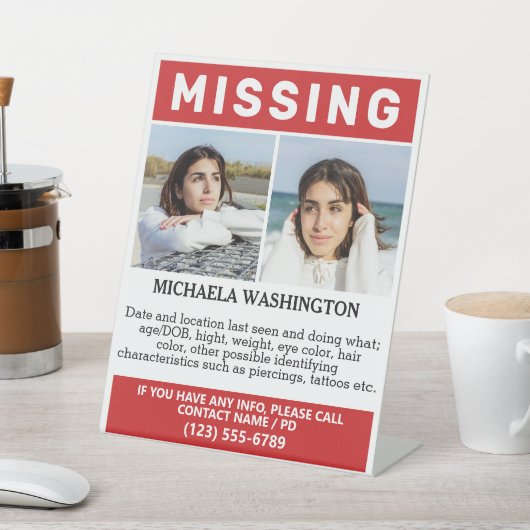 Signe De Table VOS Photos & Texte "MANQUANT" (In SItu)