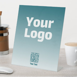 Signe De Table Votre logo avec code QR modifiable et Ombre de dég