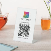 Signe De Table Votre logo d'entreprise Code QR Menu Modèle (In SItu)
