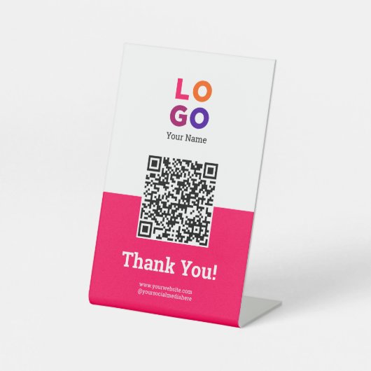 Signe De Table Votre logo d'entreprise Simple Magenta Qr Code (Recto)