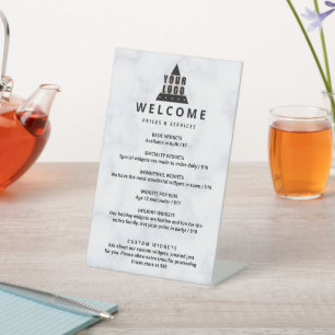 Signe De Table Votre logo Marbre Prix Promo Liste 1 Colonne Petit