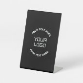 Signe De Table Votre logo ou image et texte modifiable | Noir & B (Recto)