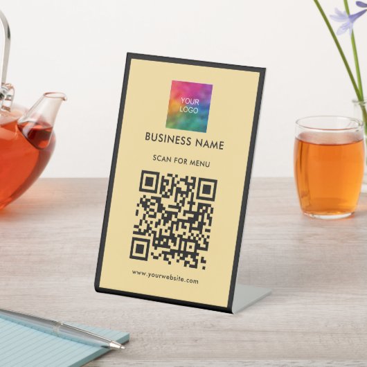 Signe De Table Votre Logo Personnalisé Numériser QR Code Black Go (In SItu)