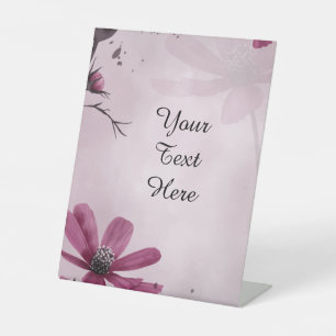 Signe De Table Votre texte personnalisé - Fleurs roses profondes
