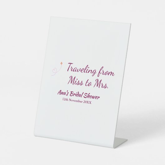 Signe De Table Voyager douche nuptiale ajouter nom date de manque (Recto)