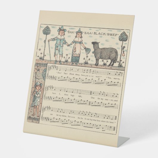 Signe De Table Walter Crane Baa Baa Mouton Noir Comptine (Recto)